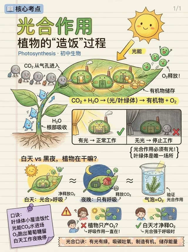 卡奇AI 内置风格「手绘拟人学科知识」的卡片样例